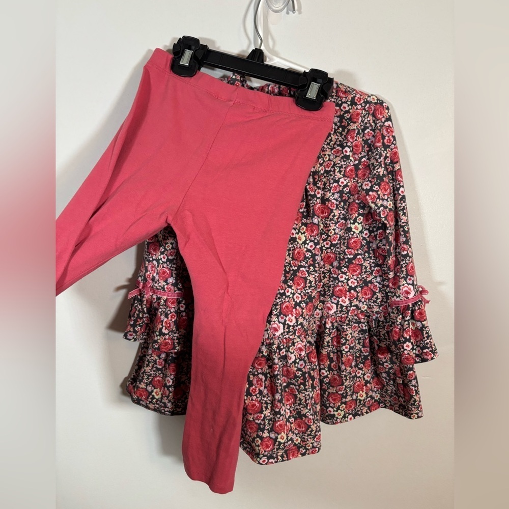 Bonnie Jean Floral Peplum Top & Pink Leggings Set Girls Size 4